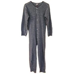 Stanfields Wool Union Suit Sz 38 Vintage Grey Made In Canada